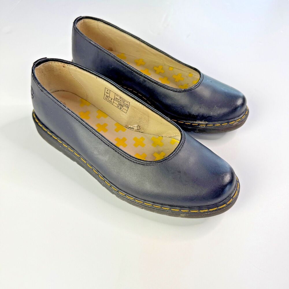 Dr. Martens Womens Black Christina Pumps Size 8 Leather Slip On Ballerina Flats